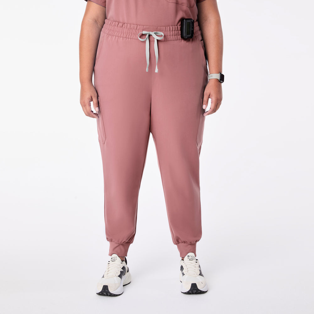 women's Mauve High Waisted Uman Relaxed - Petite Jogger Scrub Pant (3XL-6XL)