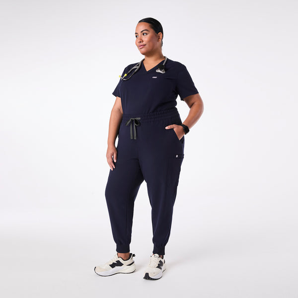 women's Navy High Waisted Uman Relaxed - Tall Jogger Scrub Pant (3XL-6XL)