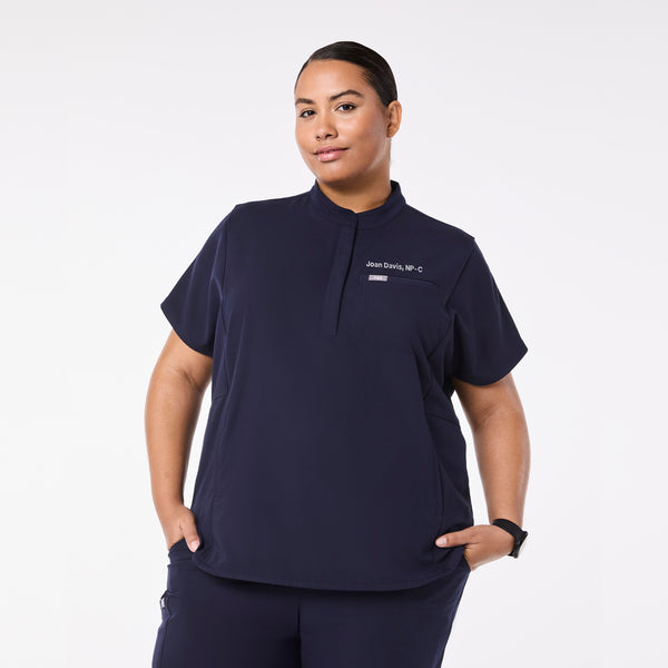 Women's Navy Montex Relaxed Scrub Top (3XL-6XL)