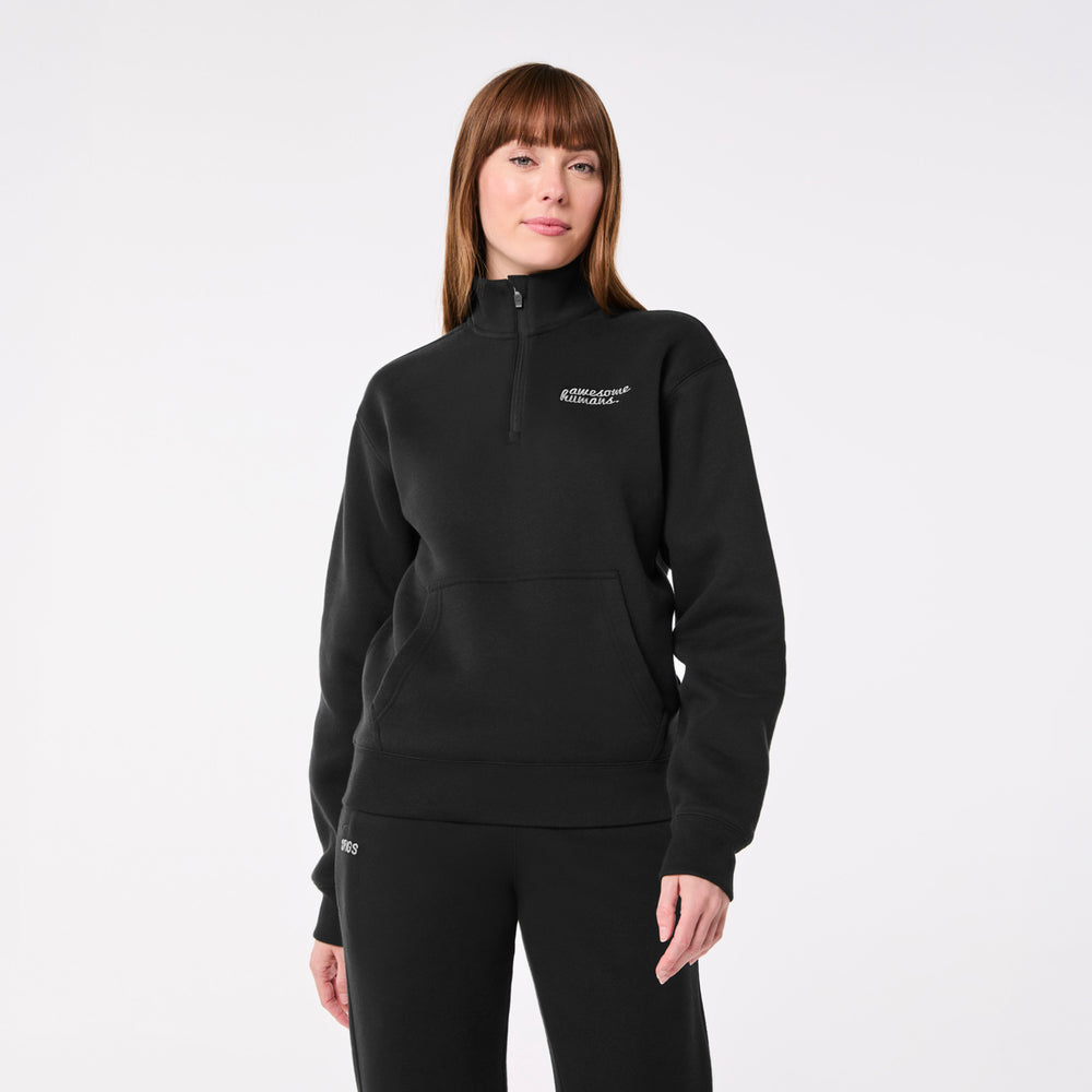 Women's Black Off-Shift Awesome Humans ¼ Zip - Sweatshirt™