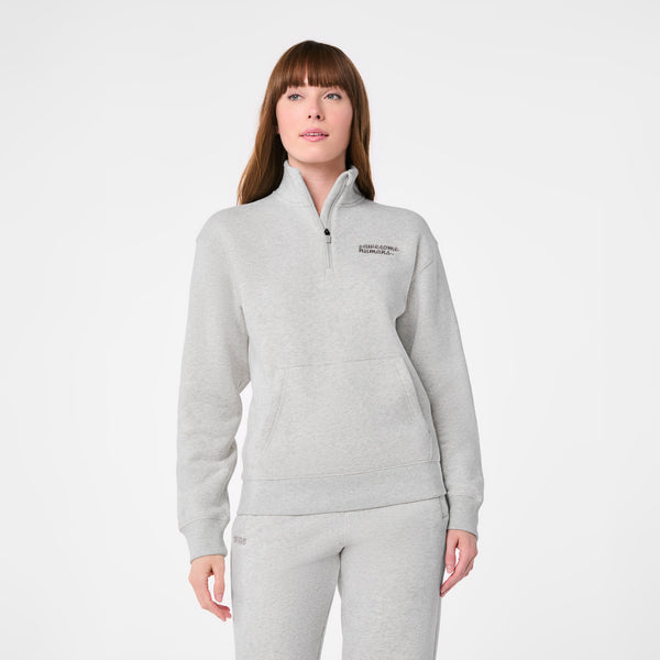 Women's Heather Grey Off-Shift Awesome Humans ¼ Zip - Sweatshirt™