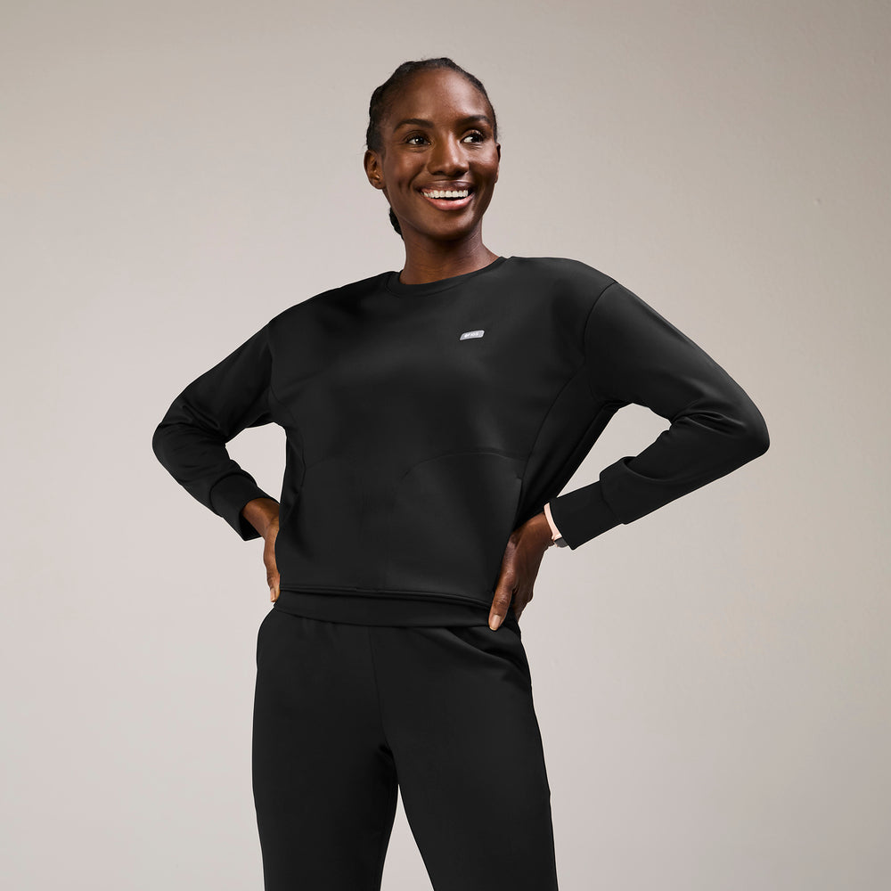 women's Black Cornelia FORMx Crewneck - Scrub Top™