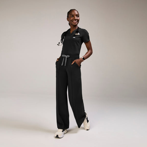 women's Black High Waisted Salina FORMx Wide Leg - Petite Scrub Pant™