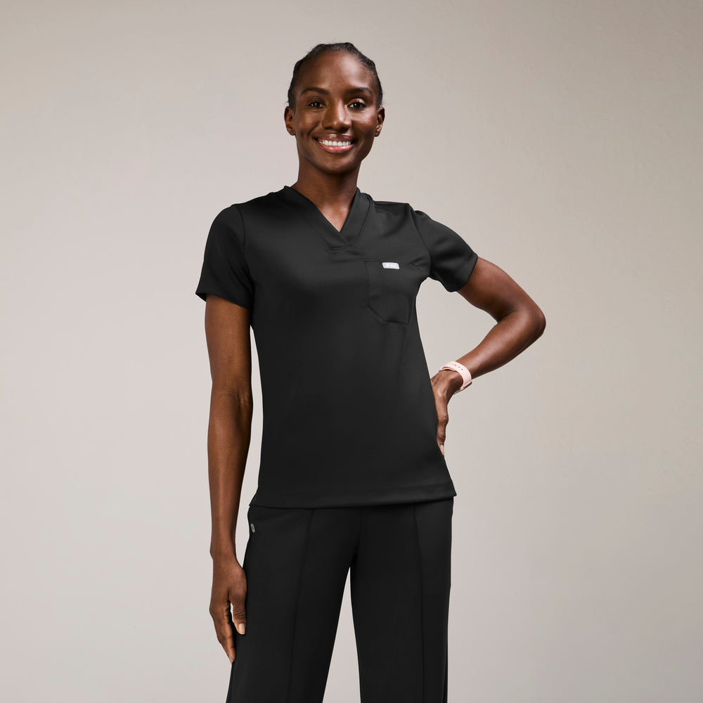 women's Black Sona FORMx Slim V-Neck - Scrub Top™
