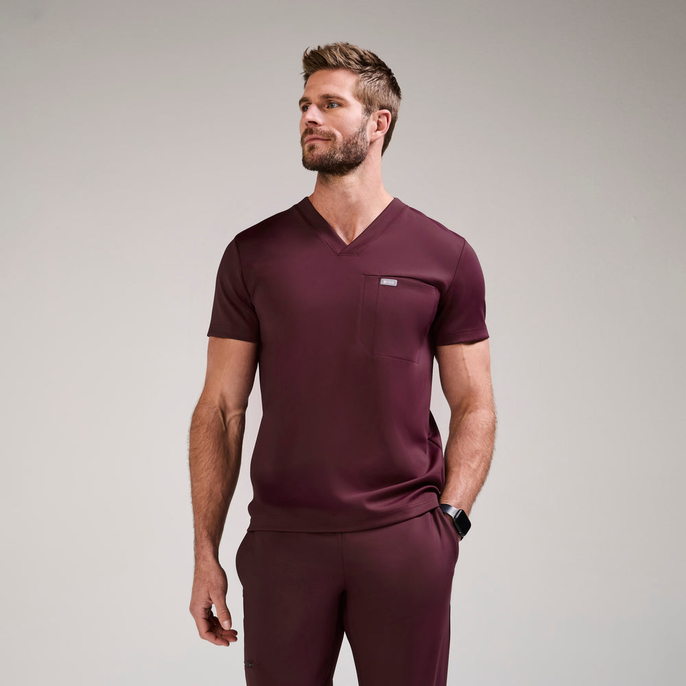 men's Burgundy Logan FORMx Slim V-Neck - Scrub Top™