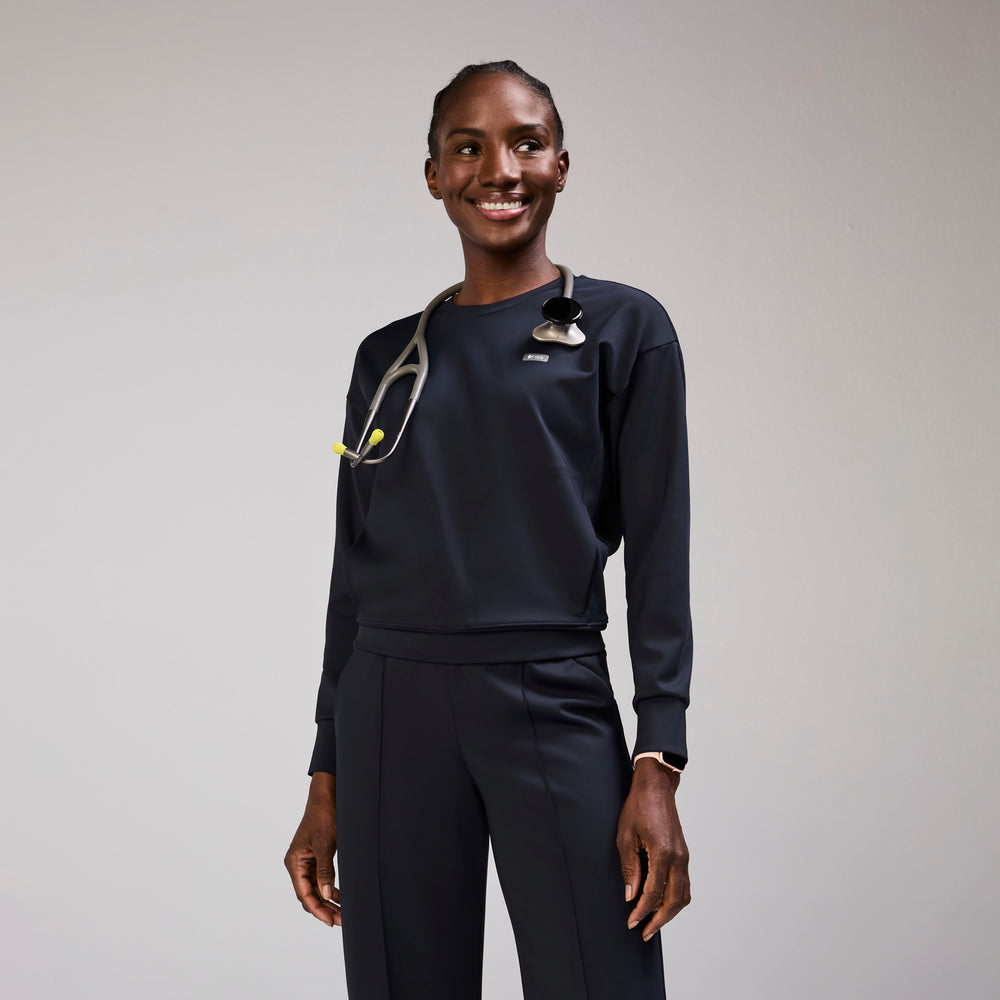 women's Navy Cornelia FORMx Crewneck - Scrub Top™