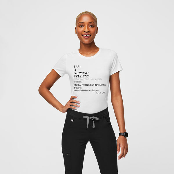 Women's White Nursing Student - Short-Sleeve Underscrub