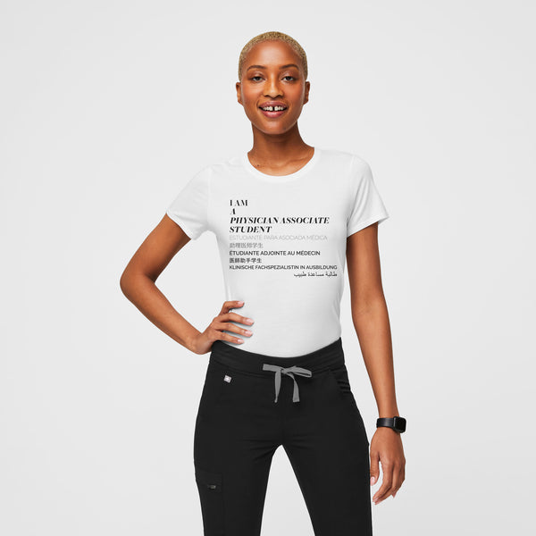 Women's White Physician Associate Student - Short-Sleeve Underscrub