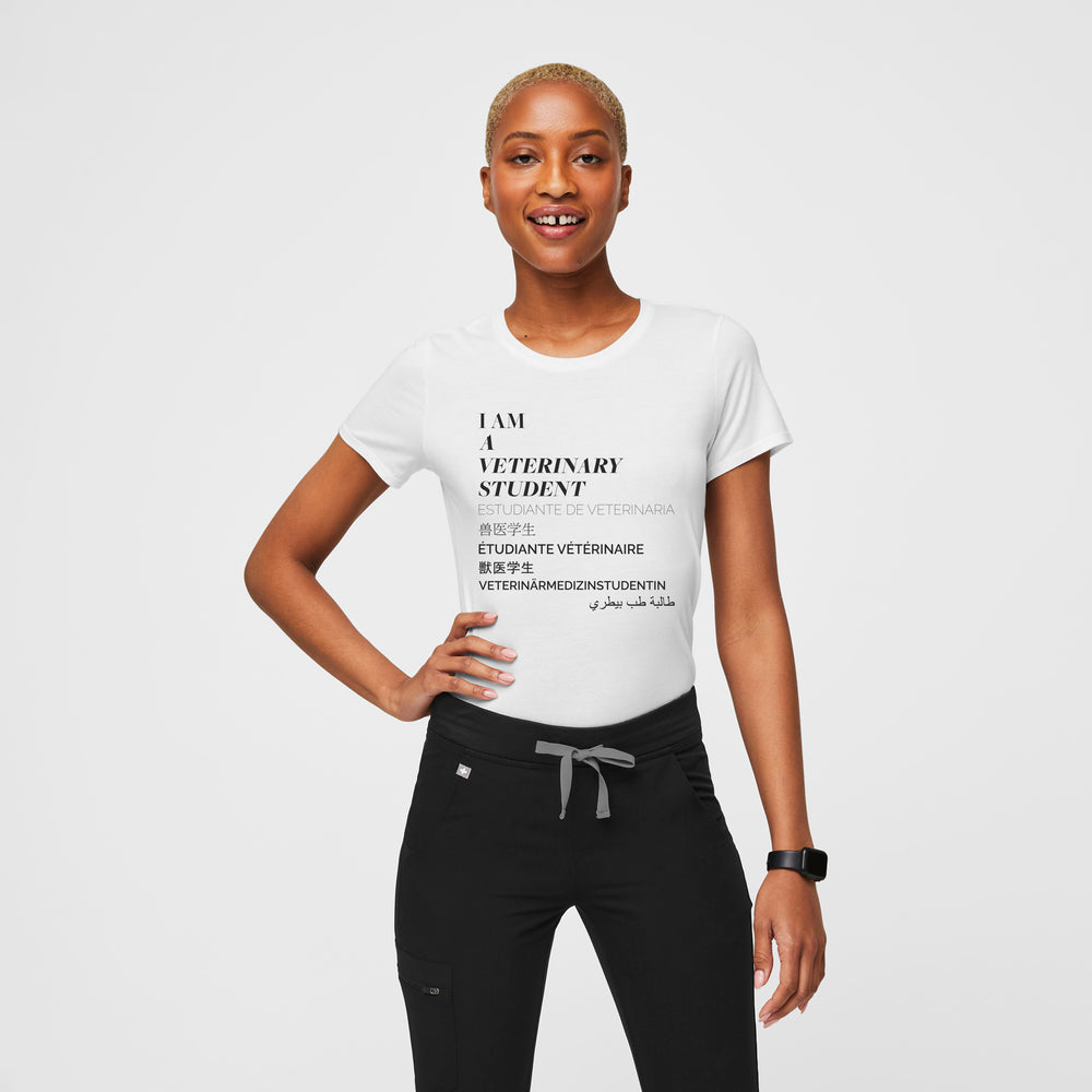 Women's White Veterinary Student - Short-Sleeve Underscrub
