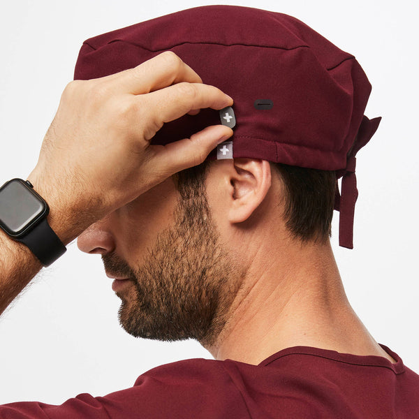 Burgundy FIGS Scrub Cap With Buttonholes