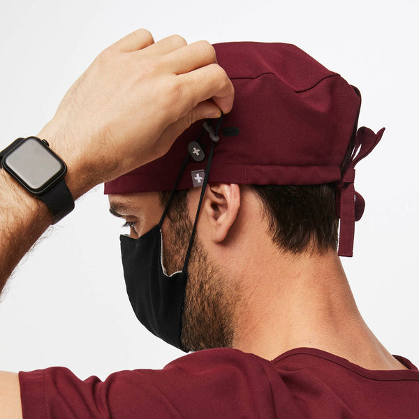 Burgundy FIGS Scrub Cap With Buttonholes