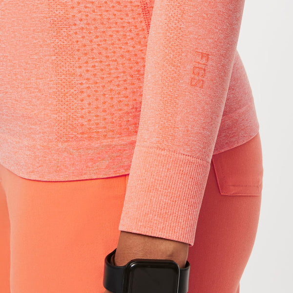 Women's Heather Papaya Salta Seamless - ¼  Zip