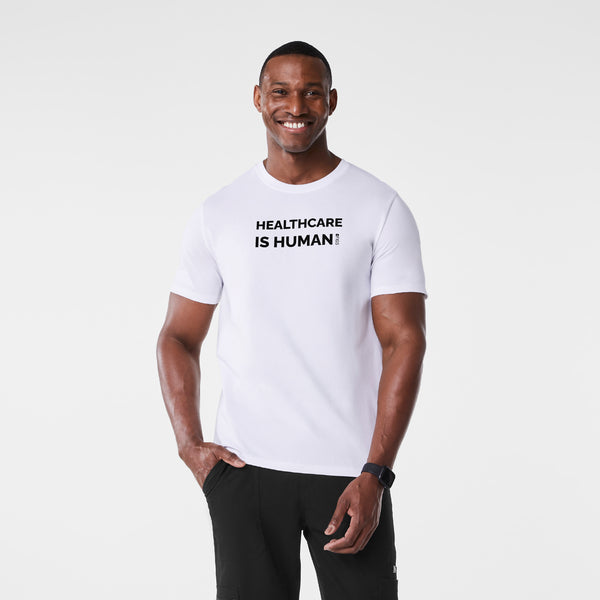 Men's Optic White Healthcare is Human - Short-Sleeve Graphic Tee