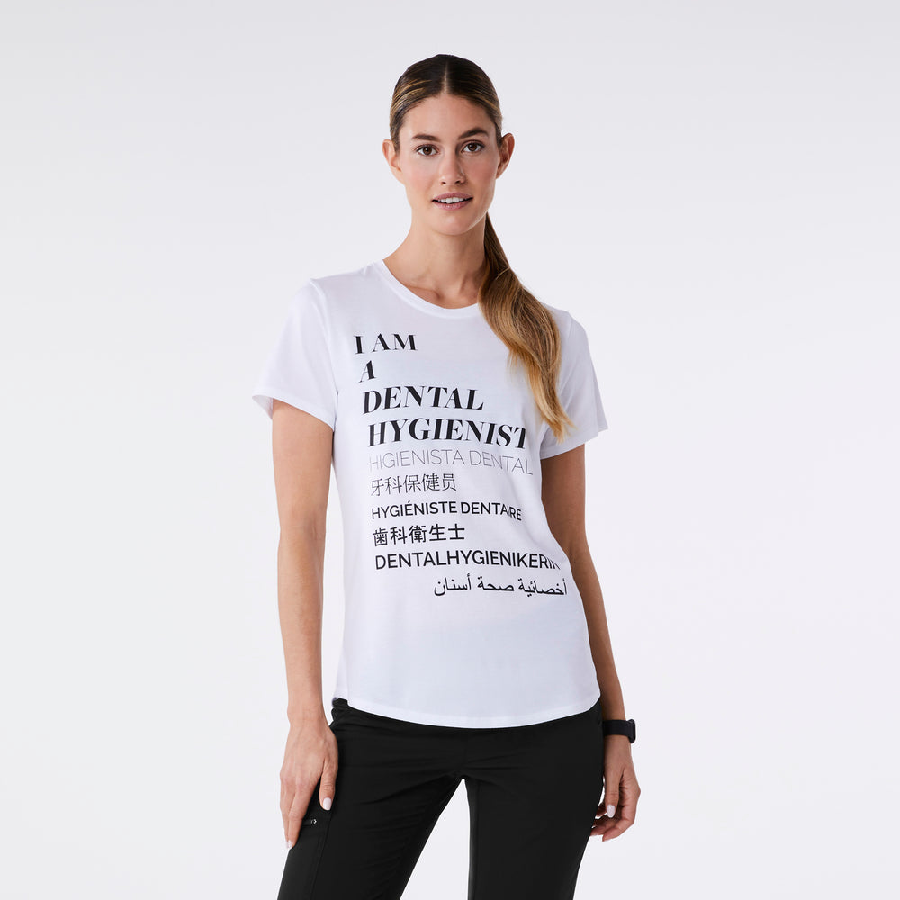 Women's White Dental Hygienist - Short-Sleeve Underscrub