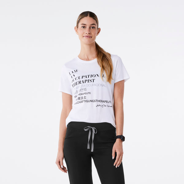 Women's White Occupational Therapist - Short-Sleeve Underscrub