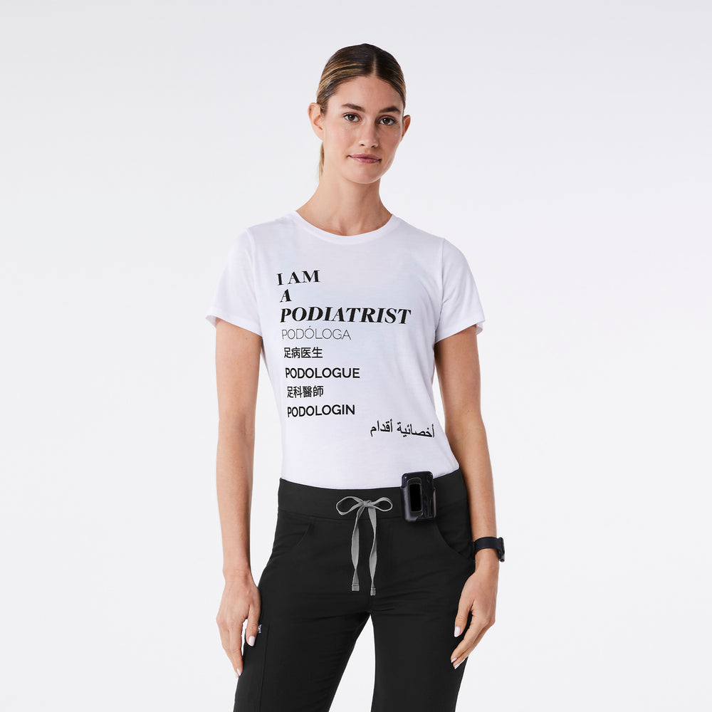 Women's White Podiatrist - Short-Sleeve Underscrub