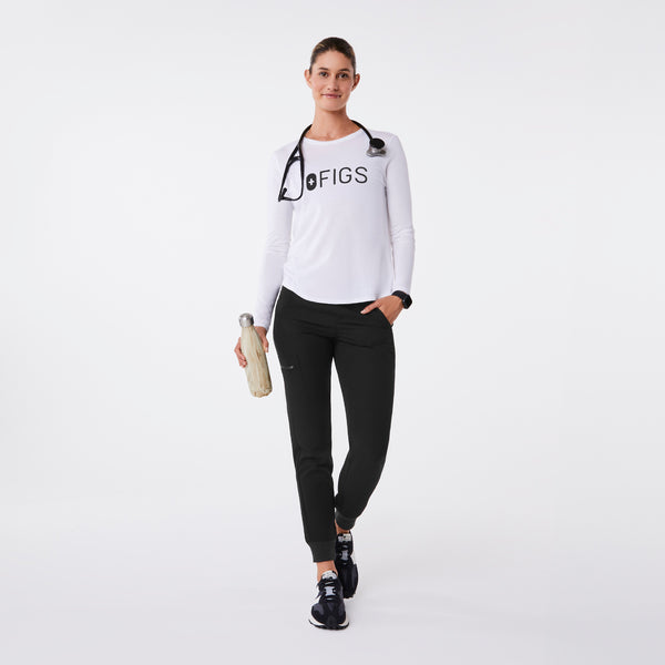women's Bright White FIGS Logo Supersoft - Longsleeve Underscrub
