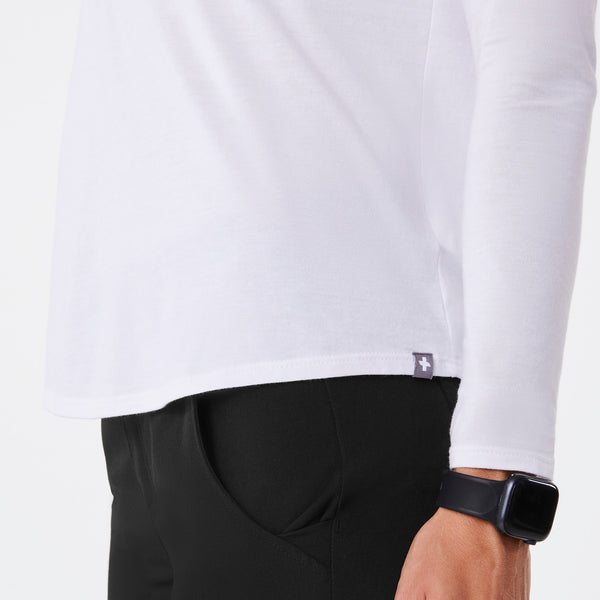 women's Bright White FIGS Logo Supersoft - Longsleeve Underscrub