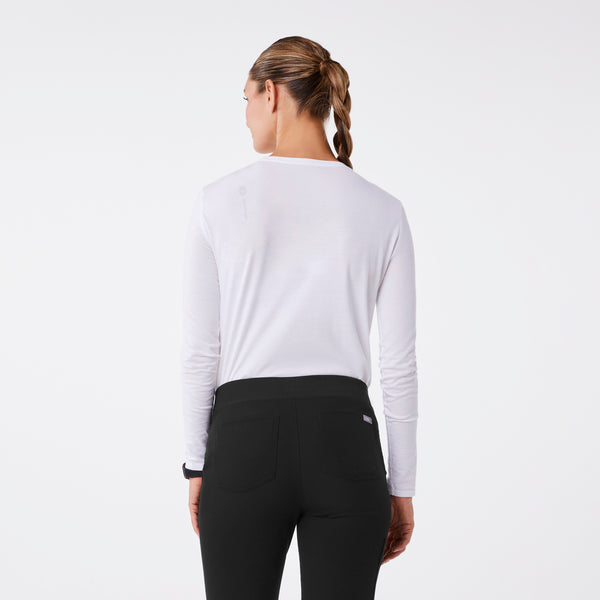 women's Bright White FIGS Logo Supersoft - Longsleeve Underscrub