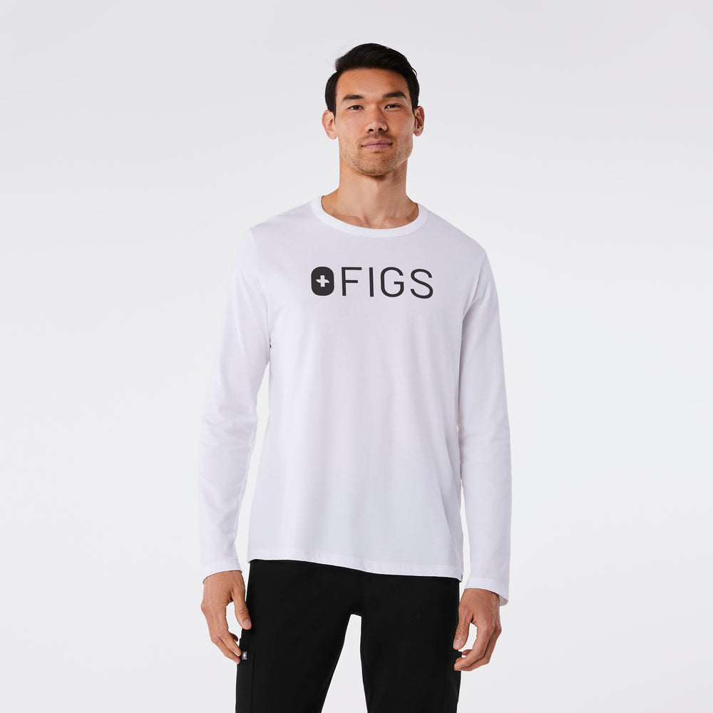 Men's Bright White FIGS Logo - Long-Sleeve Underscrub