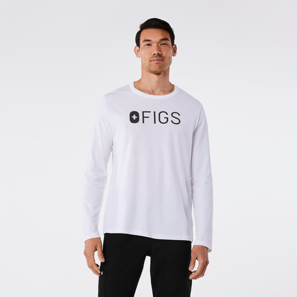 Men's Bright White FIGS Logo - Long-Sleeve Underscrub
