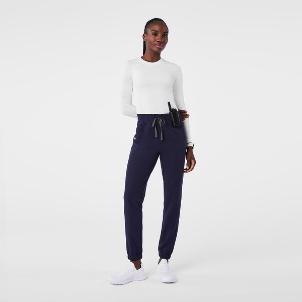 women's Navy Regina High Waisted Slim Jogger - Petite Scrub Pant