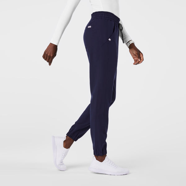 women's Navy Regina High Waisted Slim Jogger - Petite Scrub Pant