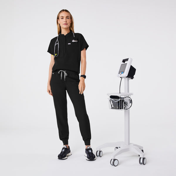 Women's Black Montex Relaxed Scrub Top