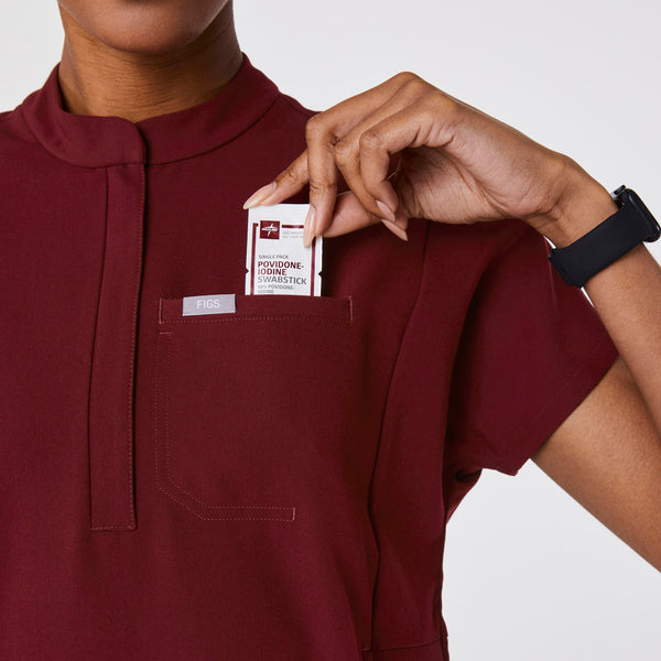 Women's Burgundy Montex Relaxed Scrub Top
