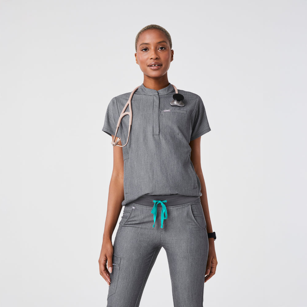 women's Graphite Montex - Mock Neck Scrub Top