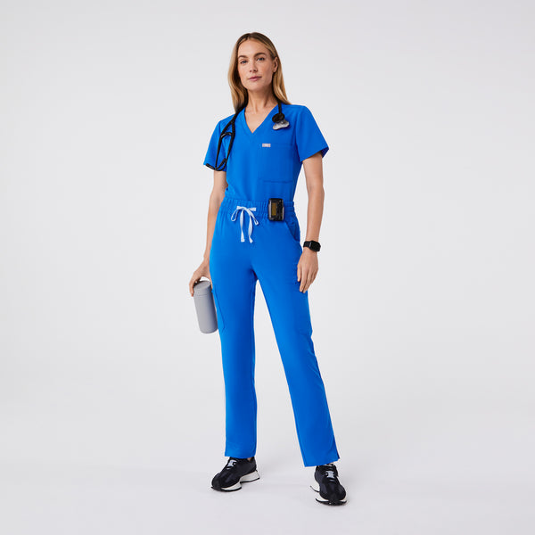 women's Royal Blue High Waisted Dowa - Petite Scrub Pant