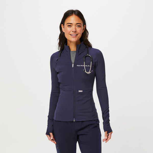 Women's Navy ContourKnit Scrub Jacket