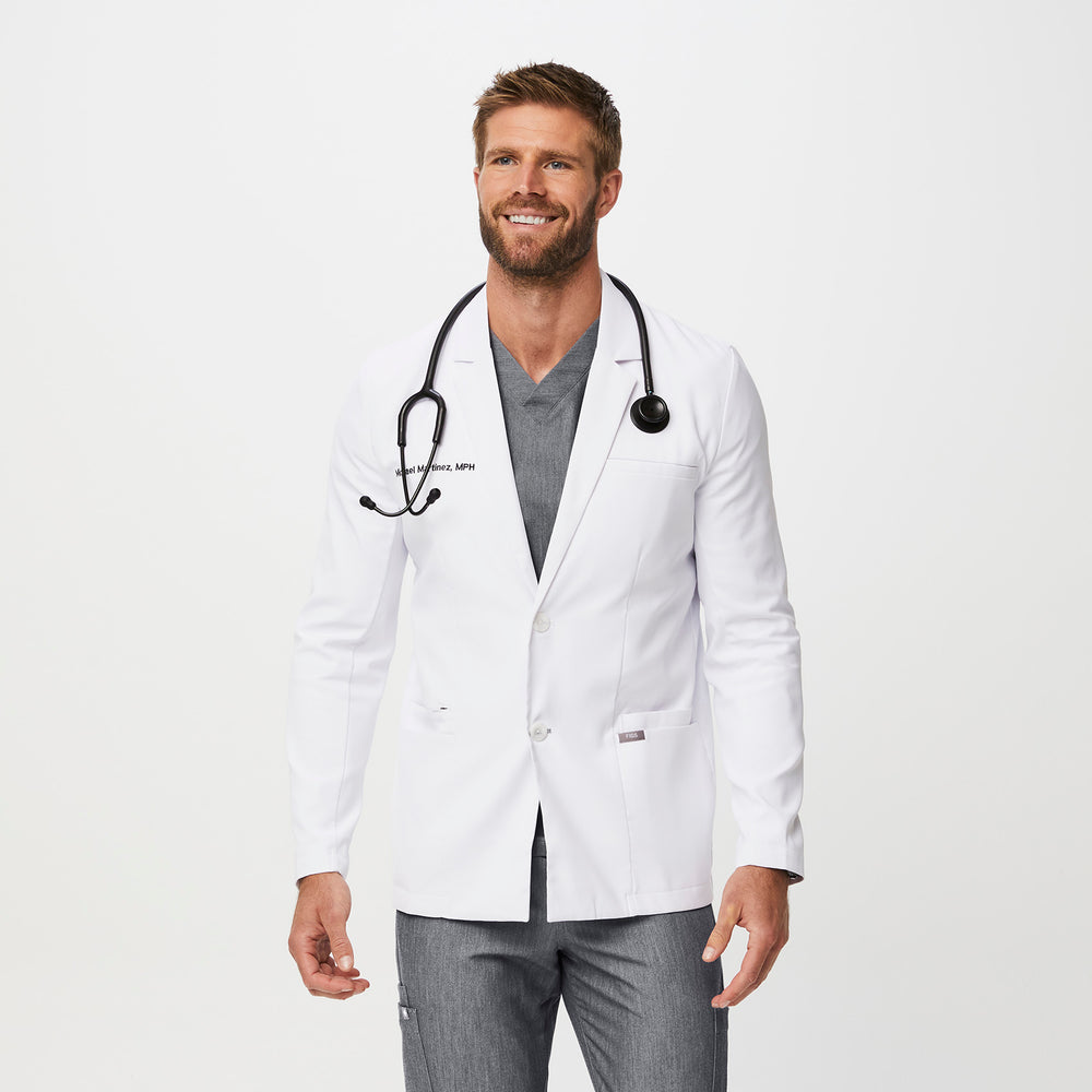 Men's White Harlem - Slim Short Lab Coat