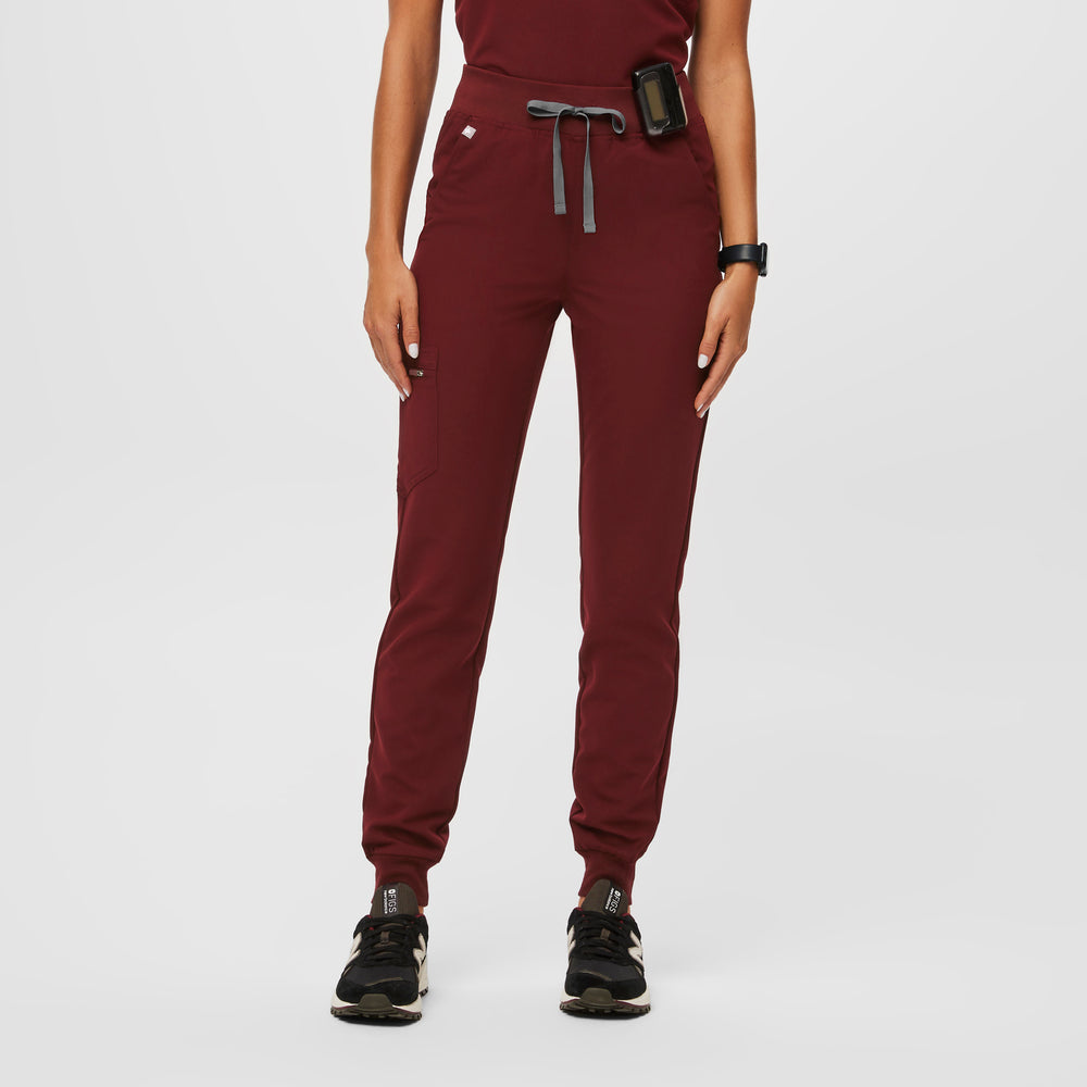 women's Burgundy Zamora™ High Waisted - Petite Jogger Scrub Pants