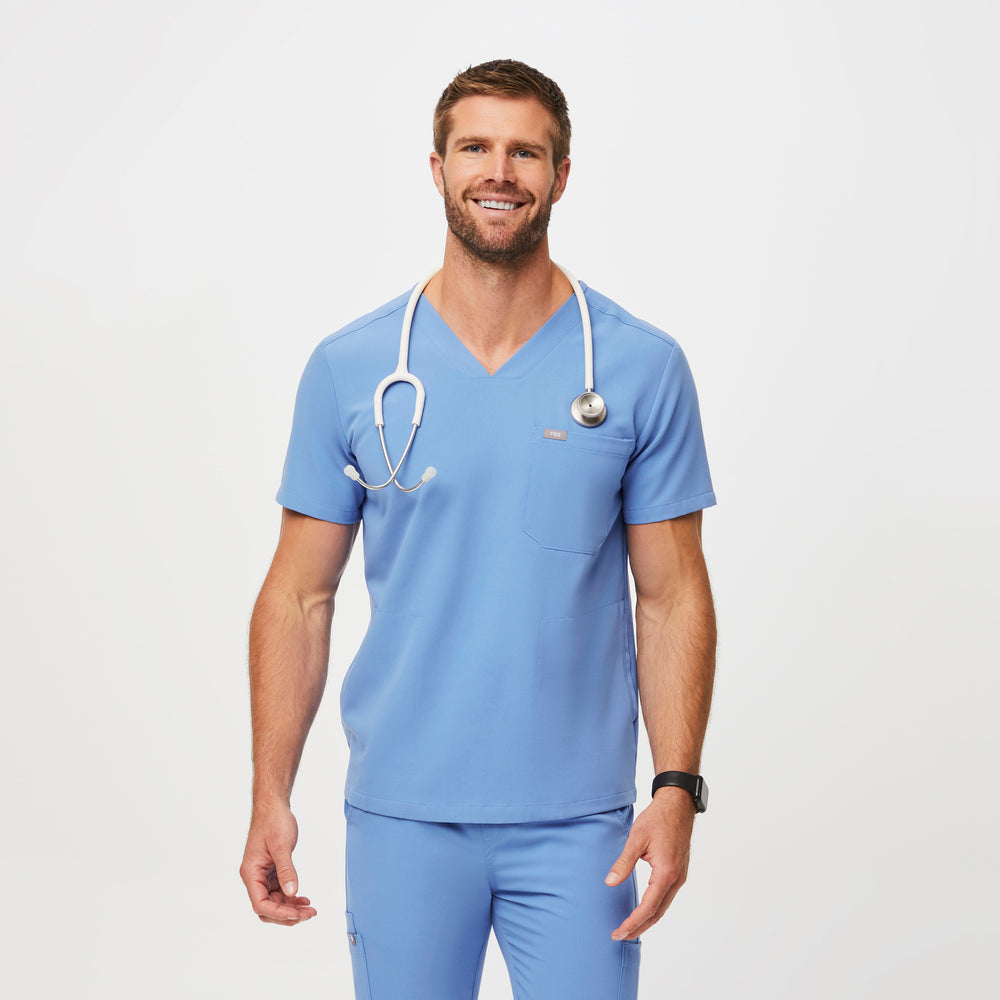 Men's Ceil Blue Chisec™ - Three-Pocket Scrub Top