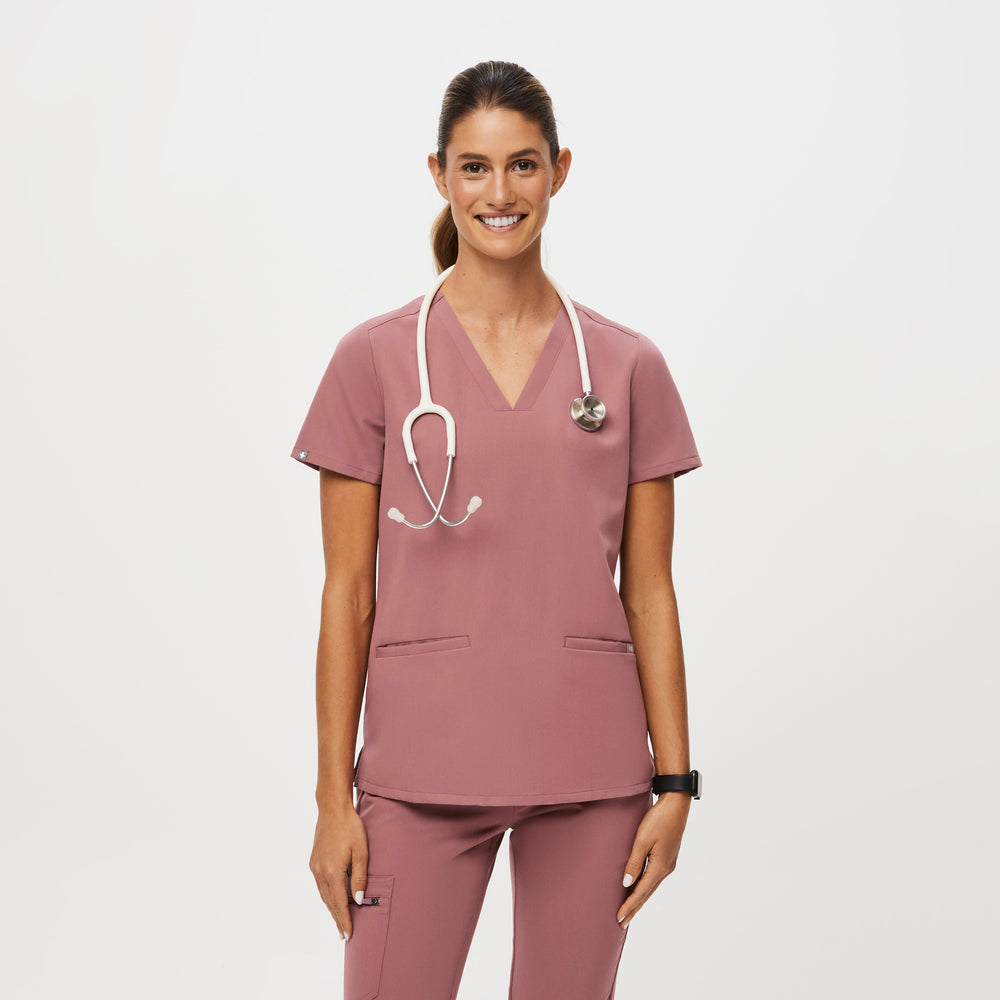 women's Mauve Casma™ - Three-Pocket Scrub Top