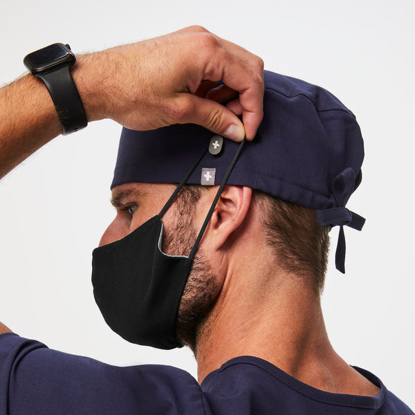 Navy FIGS Scrub Cap With Buttonholes
