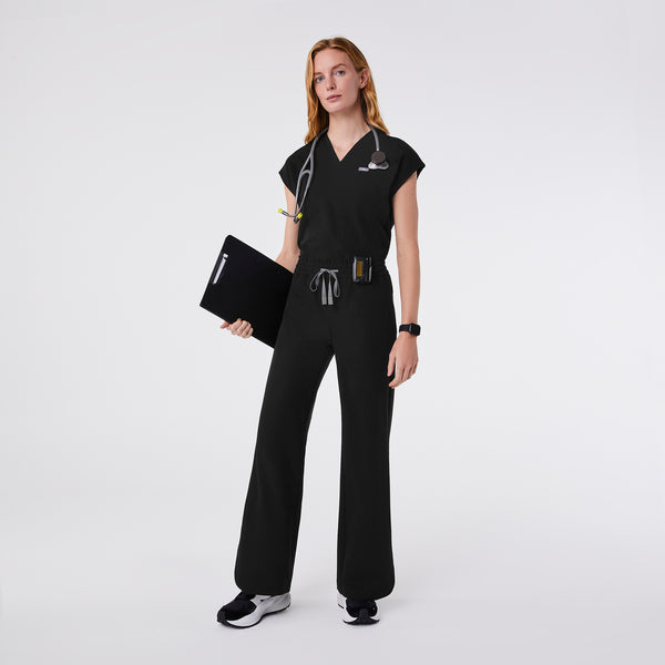 women's Black Marseille Wide Leg - Petite Scrub Pant