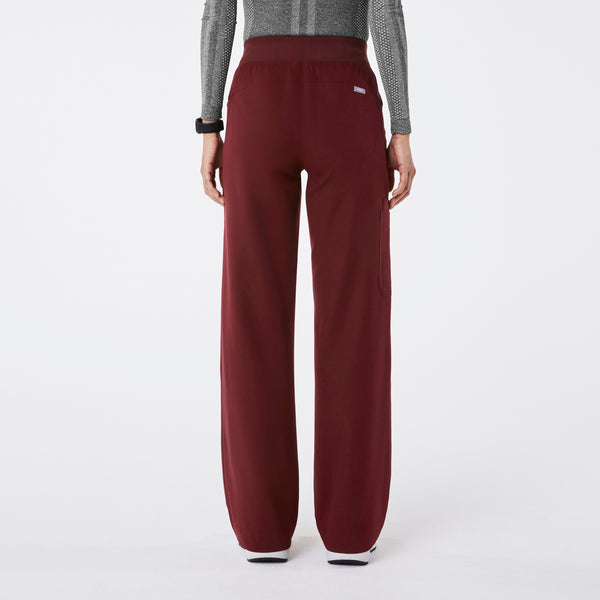 Women's Burgundy Isabel High-Rise Wide-Leg - Scrub Pant