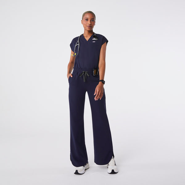 women's Navy Marseille Wide Leg - Petite Scrub Pant