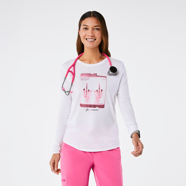 Women's White BCA F Cancer X-Ray - Long-Sleeve Underscrub