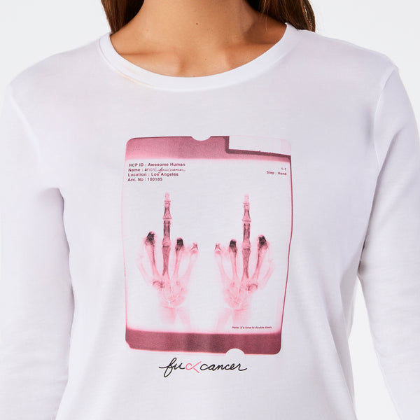 Women's White BCA F Cancer X-Ray - Long-Sleeve Underscrub