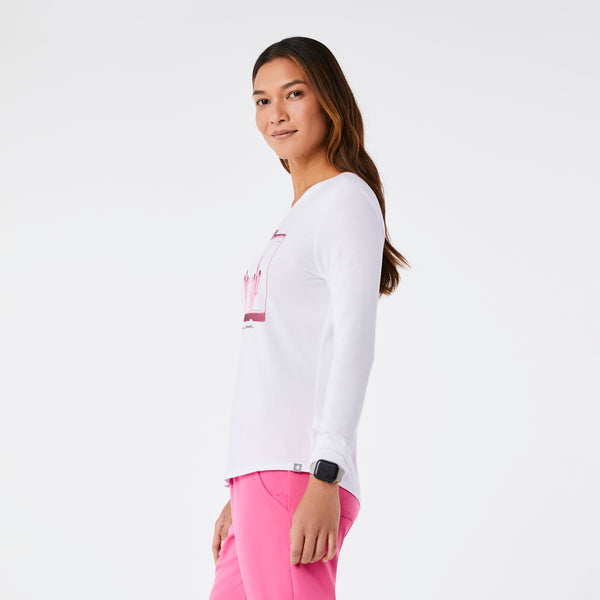 Women's White BCA F Cancer X-Ray - Long-Sleeve Underscrub