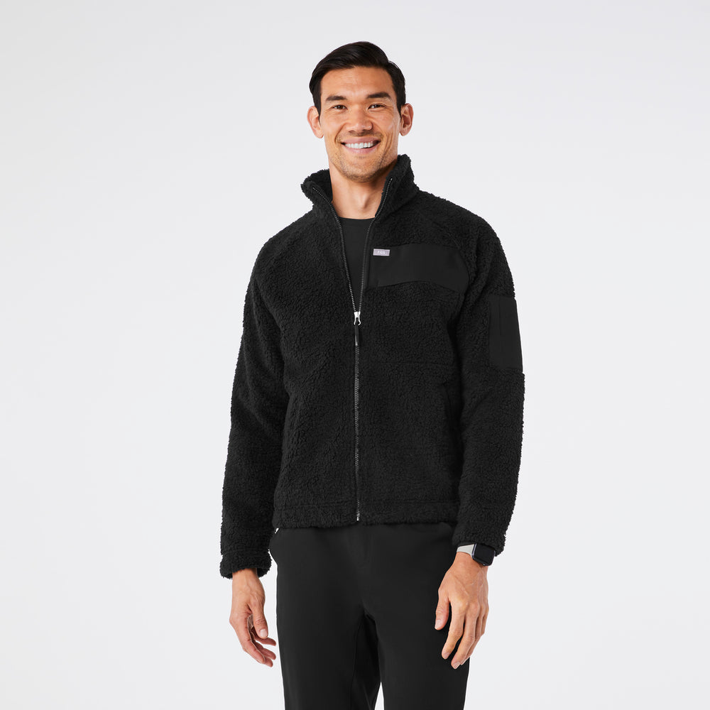 men's Black On Shift High Pile - Fleece Bomber Jacket™