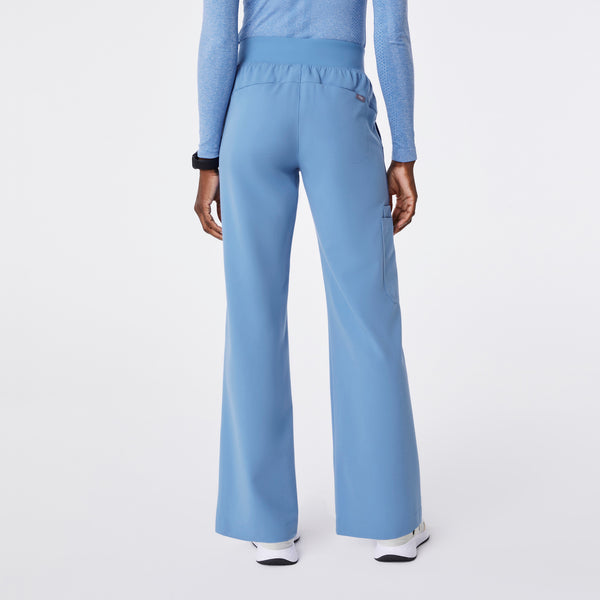 women's Ceil Blue High Waisted Isabel Wide Leg - Petite Scrub Pant