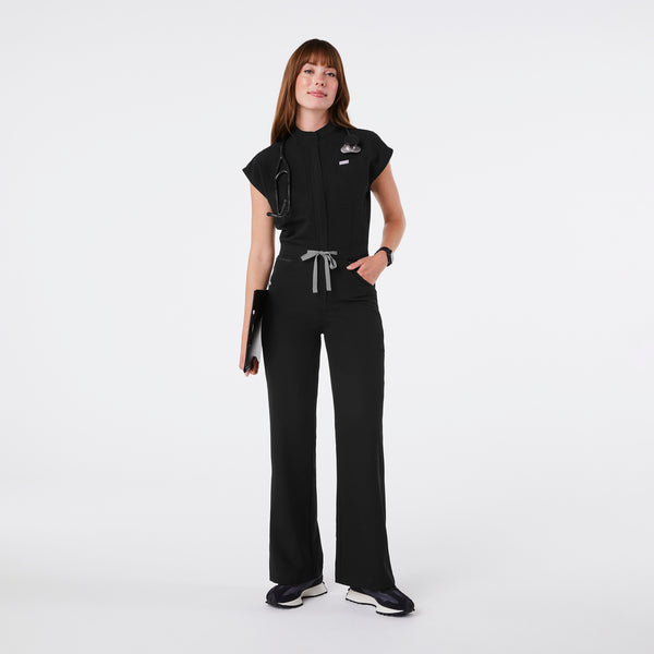 Women's Black Rafaela Wide-Leg - Petite ScrubJumpsuit™