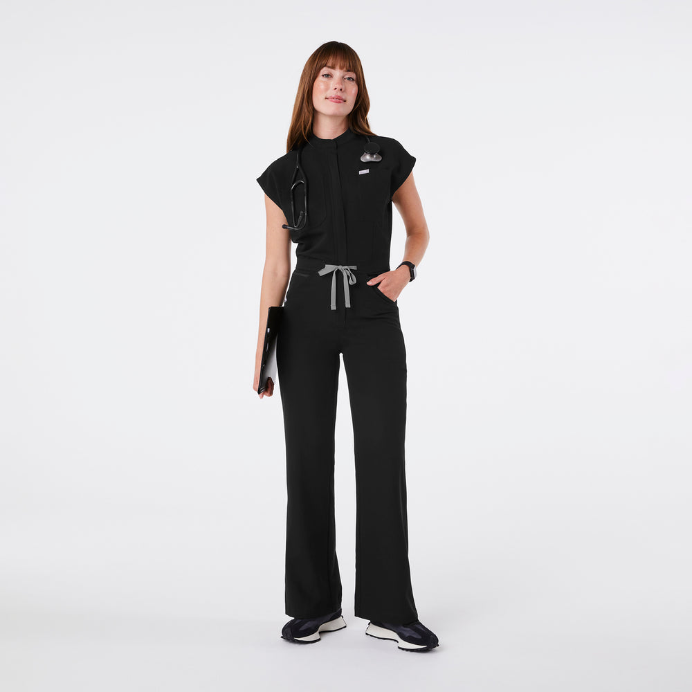 women's Black Rafaela Wide Leg - ScrubJumpsuit™