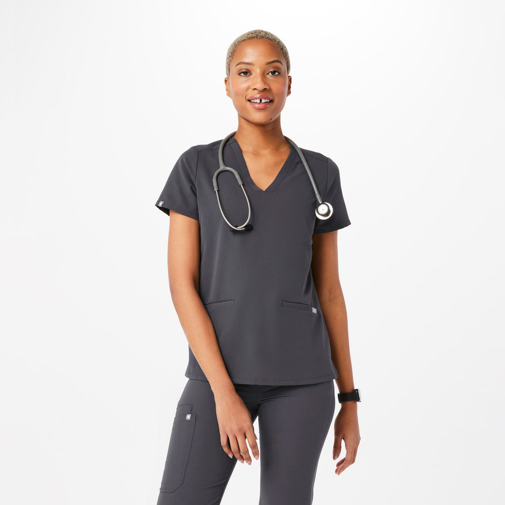 women's Charcoal Casma™- Three-Pocket Scrub Top (3XL - 6XL)