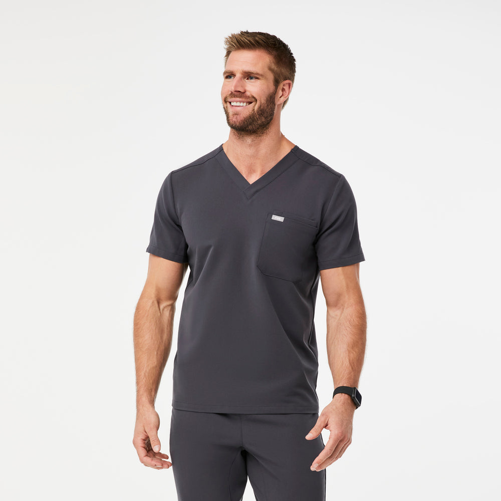 Men's Charcoal Leon™ - Three-Pocket Scrub Top