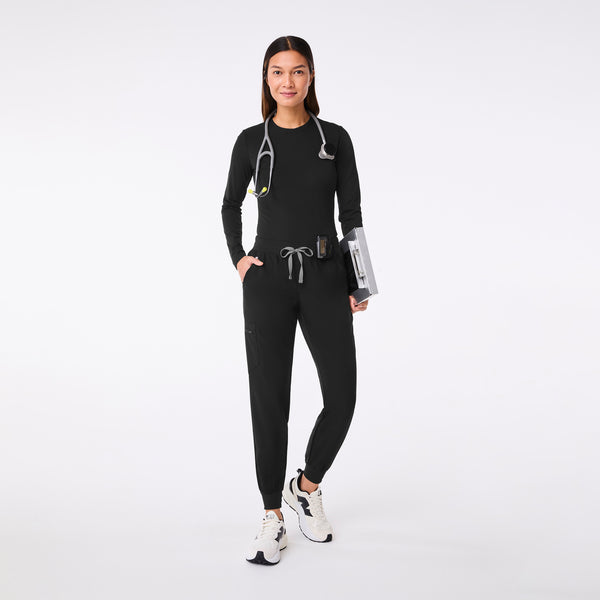 Women's Black Palmer Ribbed- Long-Sleeve Underscrub